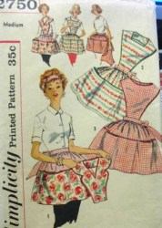 2750 4858 SIMPLICITY 1950s APRON, DETACH BIB, 1/2 APRON, MITT 2 PATTERNS 16-18